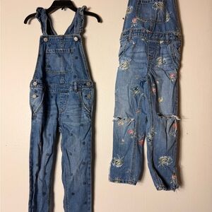 Toddler Girls GAP Blue Denim Overalls 2 bundle 4t